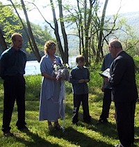 Wedding on banks of Shenandoah River